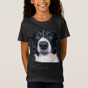 T-Shirt Visage de chien noir et blanc