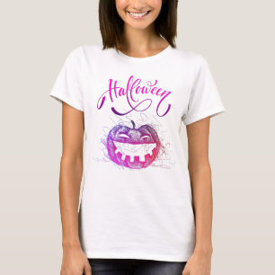 T-shirt Visage de citrouille drôle pour costume de femme
