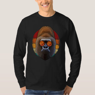 T-shirt Visage de gorille vintage faune animal rétro Eight