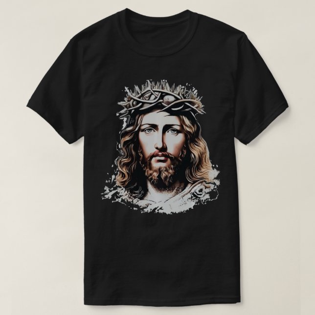 T-shirt Visage de Jésus-Christ Couronne d'épines Fait cath (Design devant)