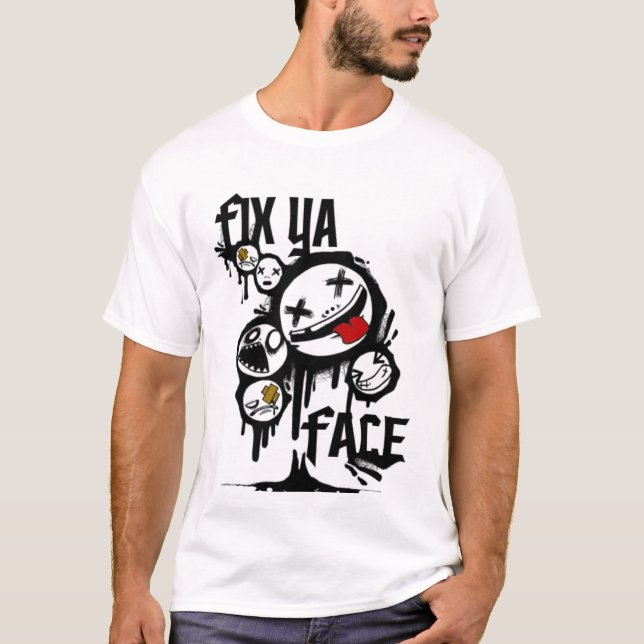 T-SHIRT VISAGE DE LA DIFFICULTÉ YA (TOUT LE BLANC) (Devant)