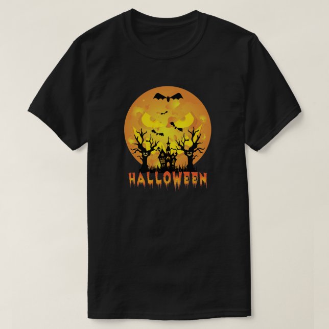 T-shirt Visage de la lune d'Halloween (Design devant)