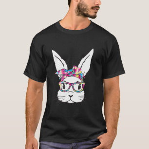 T-shirt Visage De Lapin Avec Lunettes De Soleil Jour De Pâ