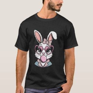 T-shirt Visage de Lapin de Pâques Coquette Nœud Esthétique