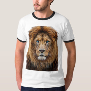 T-shirt Visage de lion majestueux aux yeux bleus Faune A