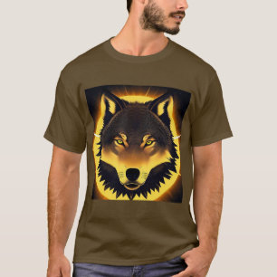 T-shirt Visage de Loup Radieux Illuminé par une Lumière Do
