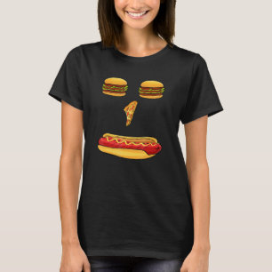 T-shirt Visage de malbouffe Burgers Pizza Hot Dogs