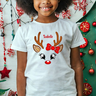 T-Shirt Visage De Petite Fille Reindeer
