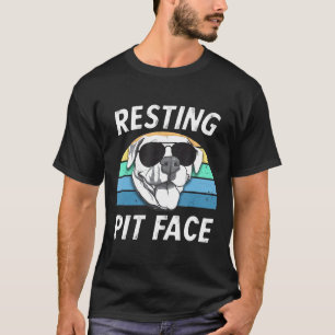 T-shirt Visage de pitbull rétro drôle au repos Race de chi