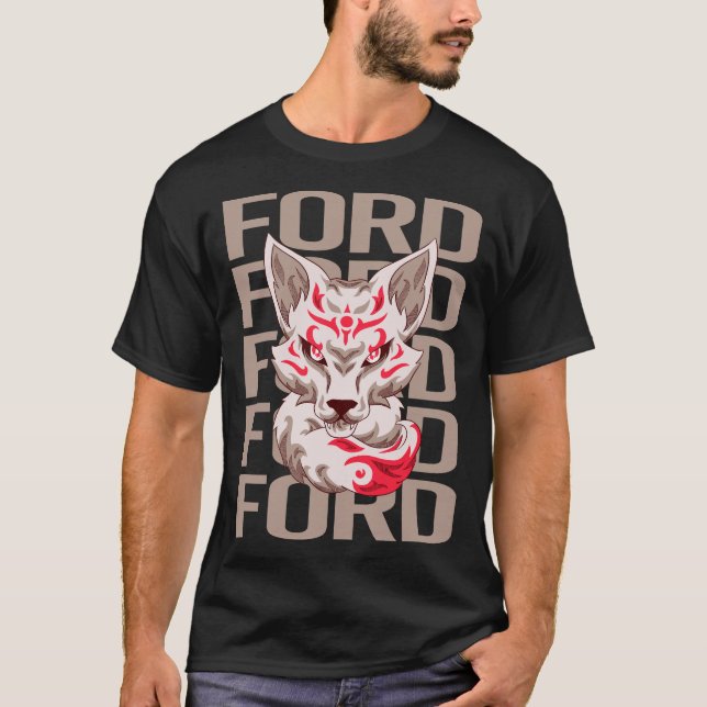 T-shirt Visage de renard - Nom Ford (Devant)