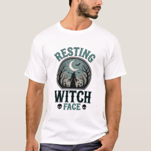 T-shirt Visage de sorcière au repos design Halloween vinta