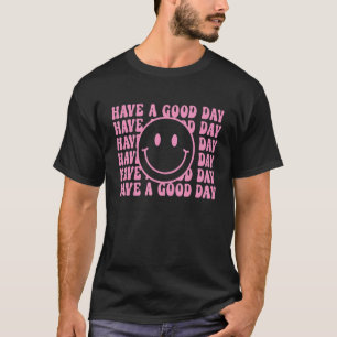 T-shirt Visage de sourire rétro, Visage de sourire rose te