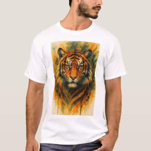 T-shirt Visage de Tigre à l'Aquarelle Féroce – Animal Sauv