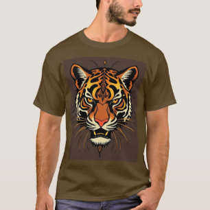 T-shirt Visage de tigre avec motifs tribaux