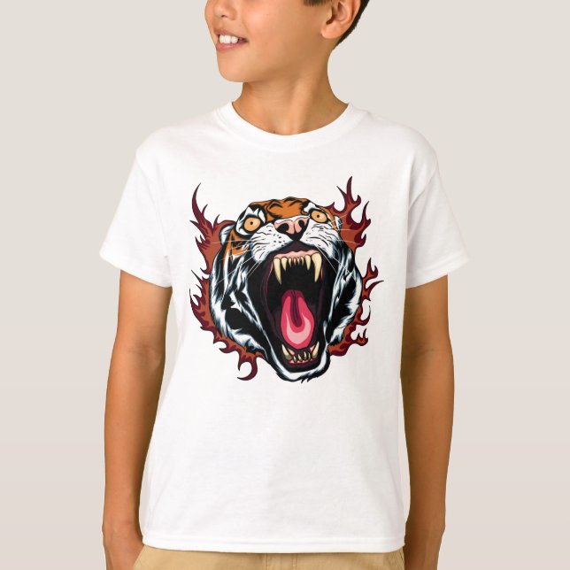 T-shirt Visage de tigre en colère (Devant)