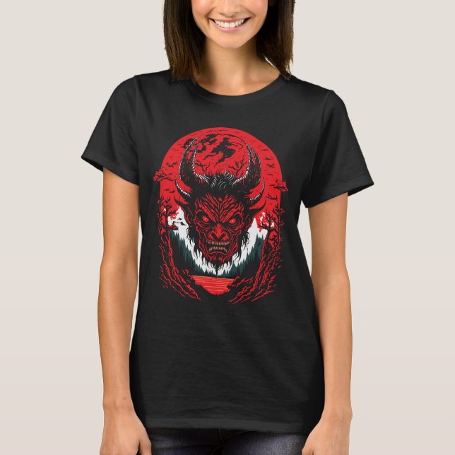 T-shirt Visage diabolique Satan | Design graphique de la t (Devant)