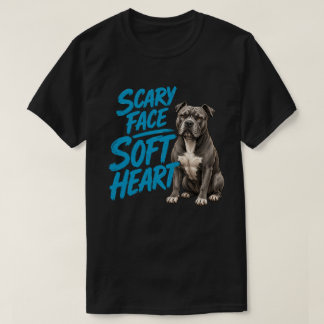 T-shirt Visage Effrayant Cœur Doux Drôle Pitbull Vintage C