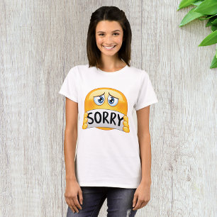 T-shirt Visage Émoticône Triste Tenant un Panneau d'Excuse