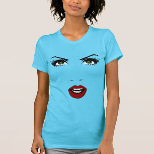 T-shirt Visage femelle sur la couleur variable d'arrière