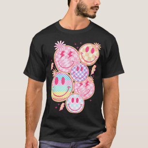 T-shirt Visage Fleur Sourire Rétro Visage Heureux Motif à