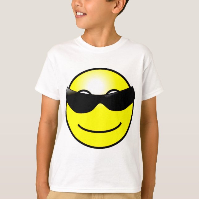 T-shirt Visage jaune de lunettes de soleil fraîches (Devant)