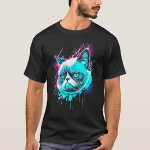 T-shirt Visage Renfrogné Graphique De Chat Drôle Amoureux