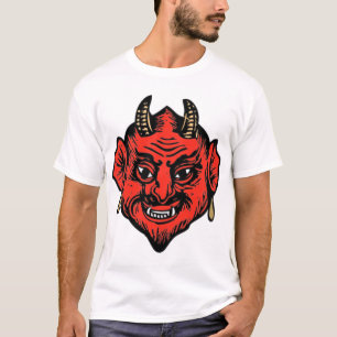 T-shirt Visage rouge à cornes de diable de Satan