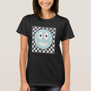 T-shirt Visage Souriant à Motif à Damier Rétro Happy Face