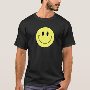 T-shirt Visage Souriant Jaune 70s Mignon Paix Heureux Sou