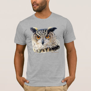 T-shirt Visage sur portrait peint d'un hibou aigle