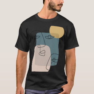 T-shirt Visages Abstraite ligne féminine dessin Tee Aesth