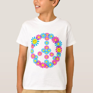 T-shirt Visages du signe de paix de fleur W