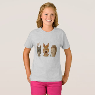 T-shirt Visages Fantaisistes de la Forêt – Animaux Brodé M