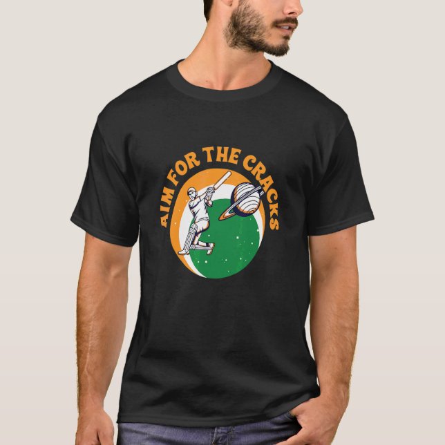 T-shirt Visez Les Cracks Pour Un Joueur Indien De Cricket (Devant)