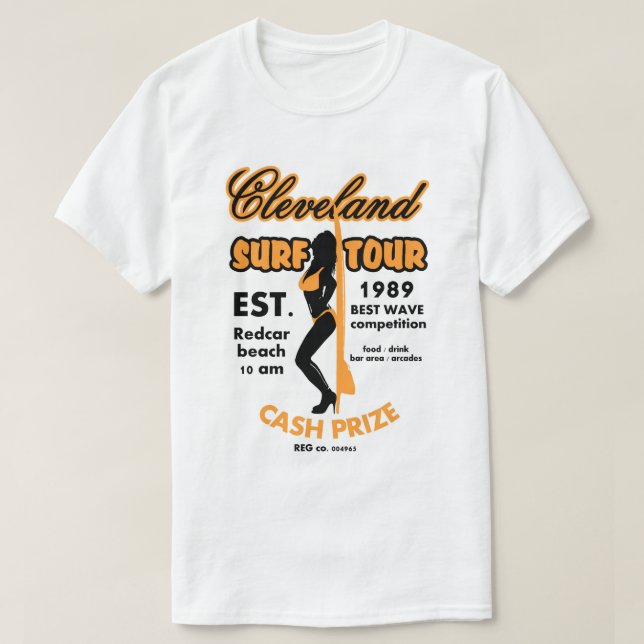 T-shirt Visite de surf de Cleveland Concours de Surf de Re (Design devant)