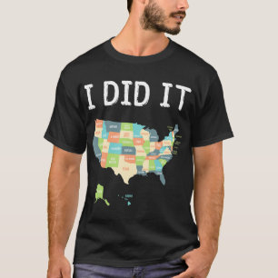 T-shirt Visité les 50 États cadeau, USA carte cadeau pour