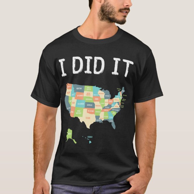 T-shirt Visité les 50 États cadeau, USA carte cadeau pour  (Devant)