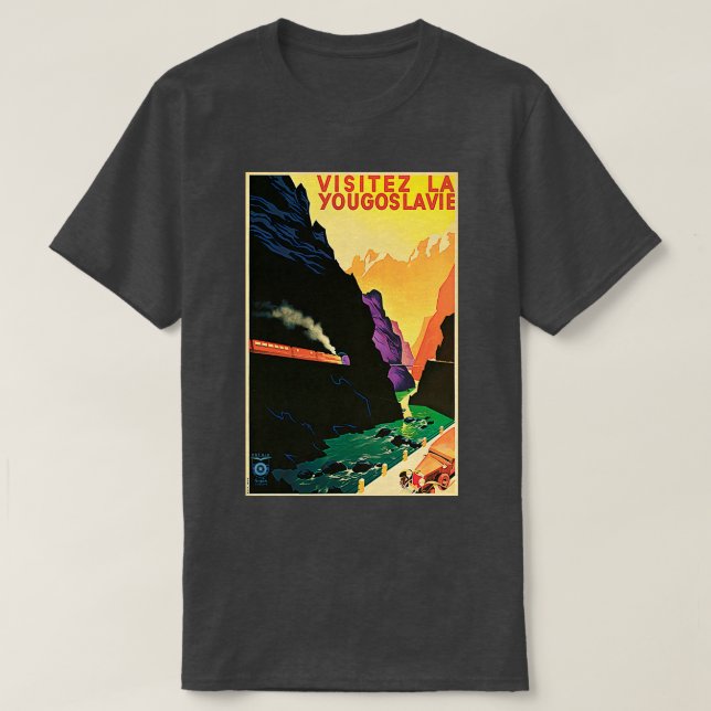 T-shirt VISITEZ LA YOUGOSLAVIE Visit Yugoslavia Train Loco (Design devant)