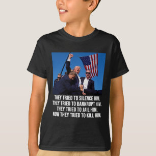 T-shirt Vit Donald Trump Tiré dans la boue - Ne jamais aba