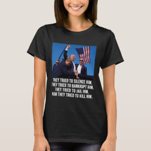 T-shirt Vit Donald Trump Tiré dans la boue - Ne jamais aba