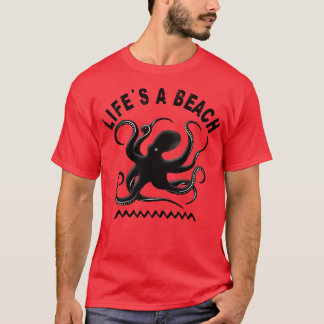 T-shirt Vit une plage Octopus et vacances d'été