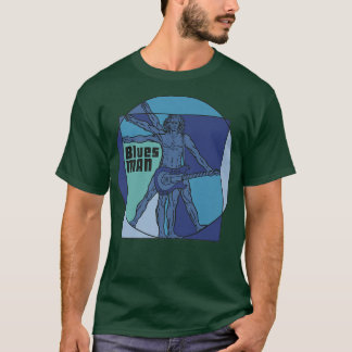 T-shirt Vitruvian Man as Blues Man playing Electrified Gui