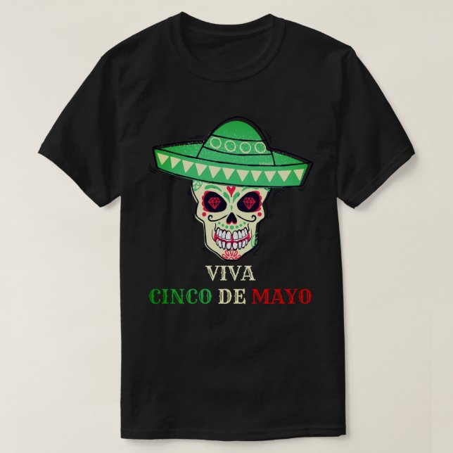 T-shirt VIVA CINCO DE MAYO drôle crâne fête cadeau idée (Design devant)