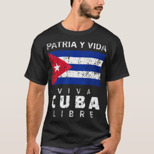 T-shirt Viva Cuba Libre Patria Y Vida Cubain Distressed Cl