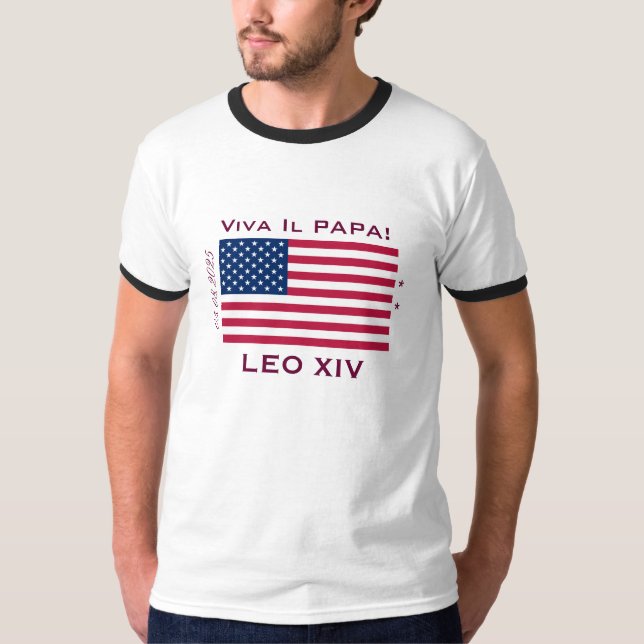 T-shirt Viva Il Papa Pope LEO XIV Ringer (Devant)