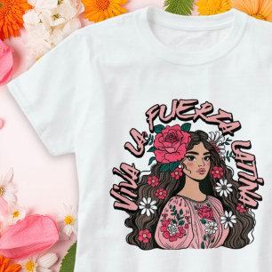 T-shirt Viva la fuerza latina Boho Floral Femme