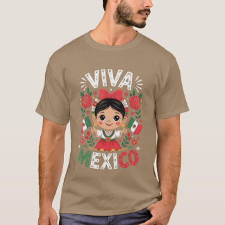 T-shirt Viva Meico Fille Meicana Drapeau Jour de l'Indépen