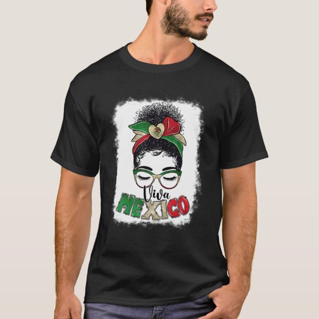 T-shirt Viva Mexico Messy Bun Lunettes de soleil Mexicaine (Devant)