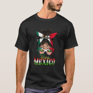 T-shirt Viva Mexico Messy Bun Mama Pride Mexicaine Indepen