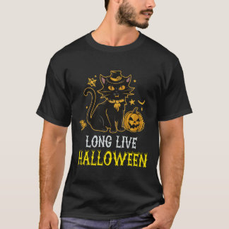 T-shirt Vive Halloween Citrouille Chat noir Éffrayant Seas